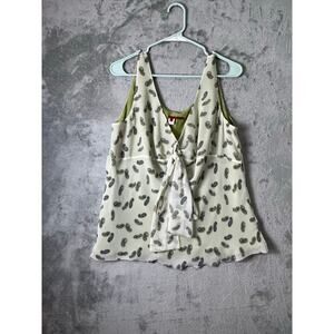 Vintage y2k 100% Silk Paisley Print Tie Front Tank Boho Chic Flowy Whimsy MD